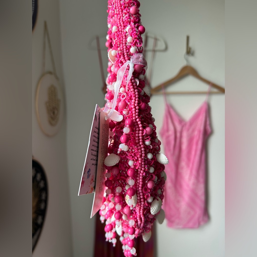 Viral beaded pink shell fringe shoulder bag - Picture 7 of 7